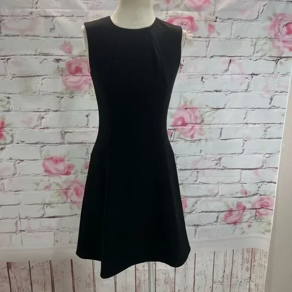 Kate spade black sleeveless rear gold zipper A-line dress size 2 - Picture 2 of 12